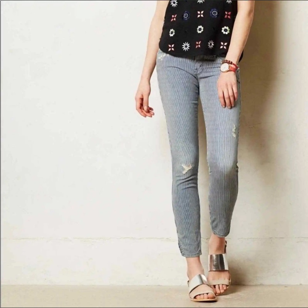 Anthropologie Joe’s Jean Ankle Zip Chelsea Railroad Stripe Jean Size 29 PSUR5265